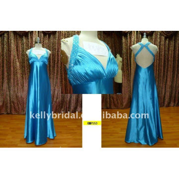 shiny blue backless and X-back party dress for women KMP153